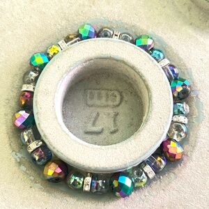 Peacock, AB crystals, multicolor, iridescent glass, bead bracelet